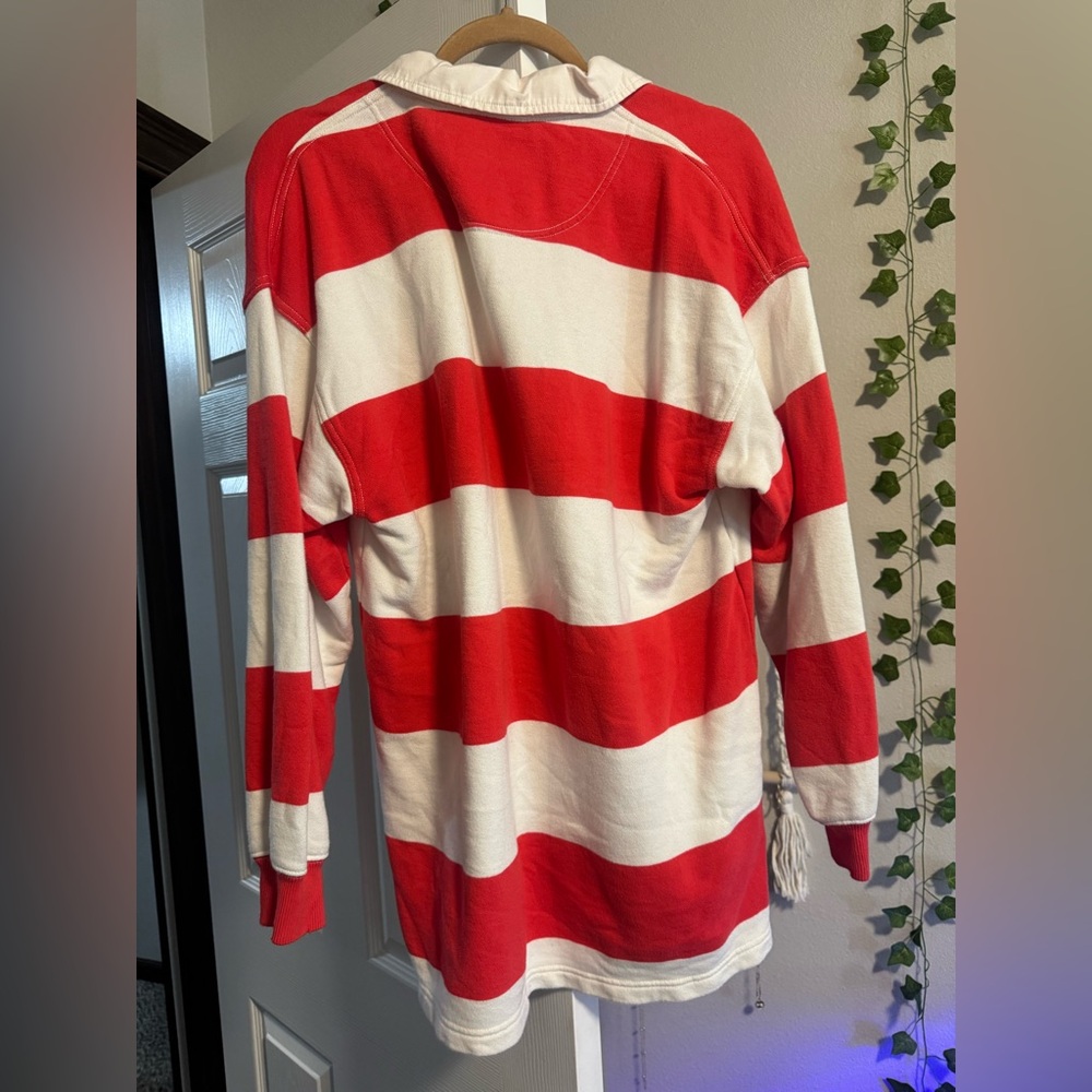 Aerie Red and White Striped Collared Pullover - Picture 3 of 3